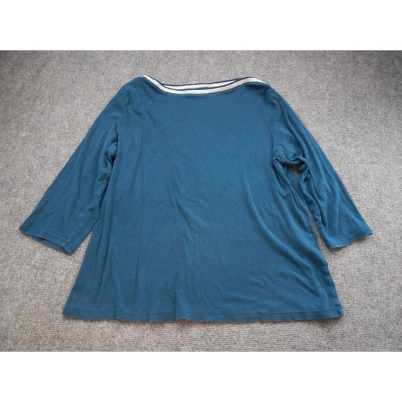Croft and Barrow Shirt Top Womens XXL Green‎ 3/4 Sleeve Boat Neck Relaxed Fit - Picture 1 of 6